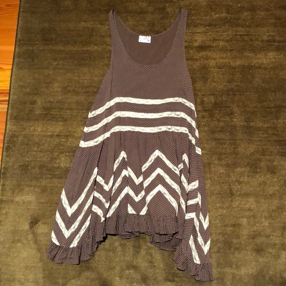 Free people dress. Brown and white polka dots